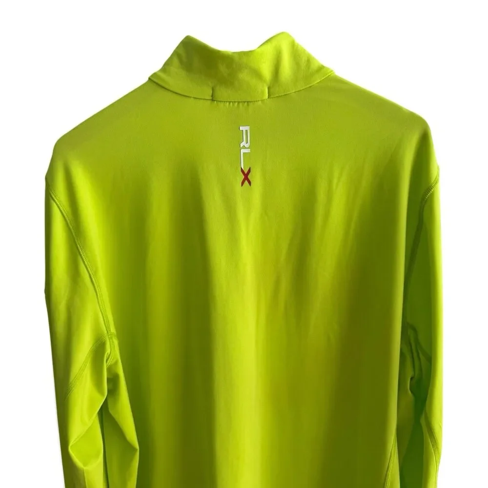RLX Ralph Lauren Colonial Golf 1/4 Zip Pullover Men XL Neon Green Performance